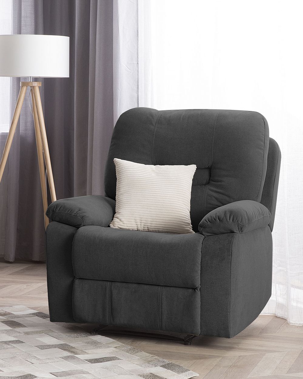 Recliner Chair BERGEN Fabric Dark Grey Beliani.pl