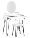 Toaletní stolek se 4 zásuvkami LED zrcadlem a stoličkou bílý/ černý SOYE_845465