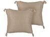 Dekokissen Jute beige 45 x 45 cm mit Quasten 2er Set ERIGERON_887655