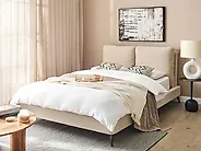 Bed Boucle MELLE 140 x 200 cm (EU Double) Beige_1184855