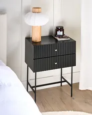 2 Drawer Bedside Table COVENTRY Black/ Gold_1033590