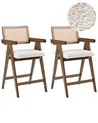 Set of 2 Bar Chairs AVA Wood Brown/ Light Beige