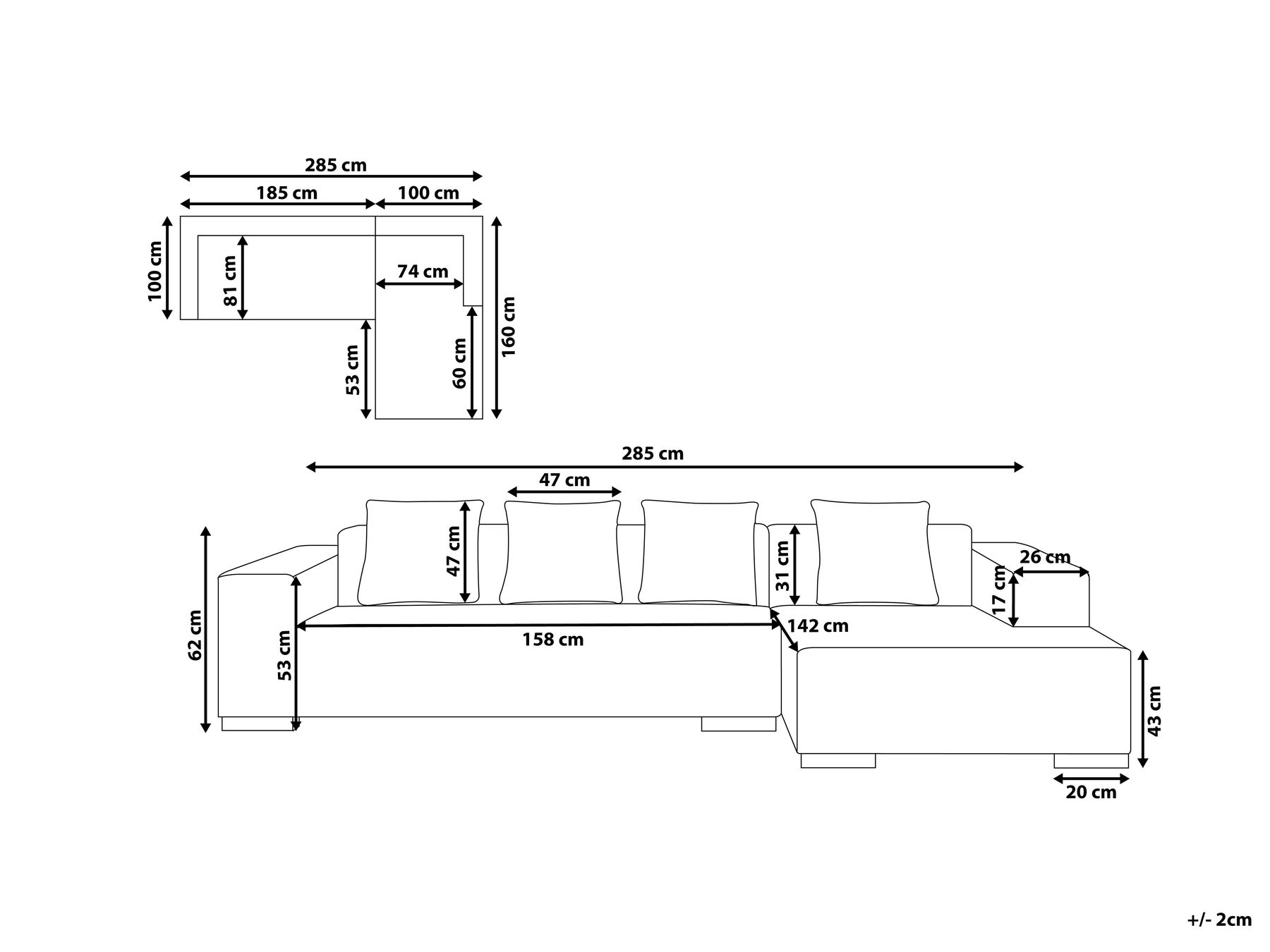 Left Hand Jumbo Cord Corner Sofa Green LUNGO_962307