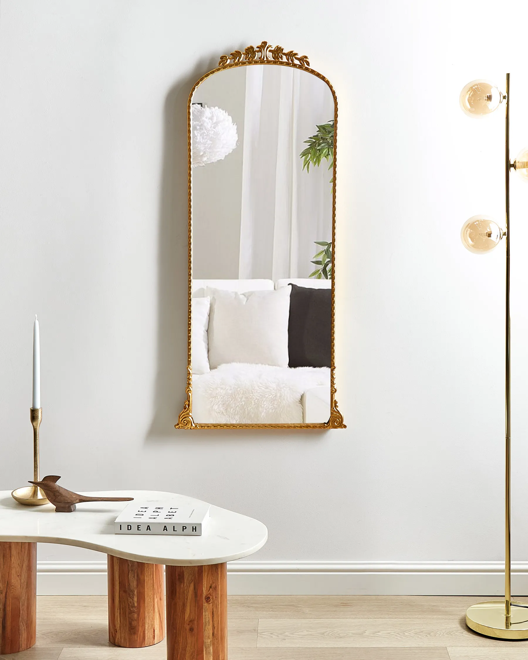 Wall Mirror LIVRY 51 cm 114 cm Metal Gold_900153