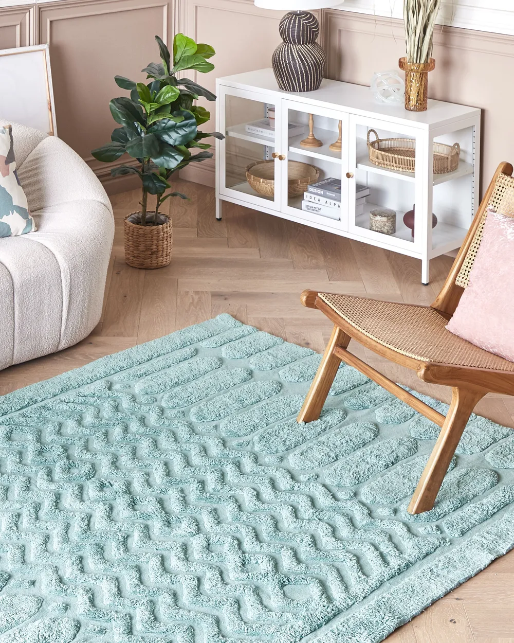 Rug SIRNAK Mint Green 140 x 200 cm Cotton