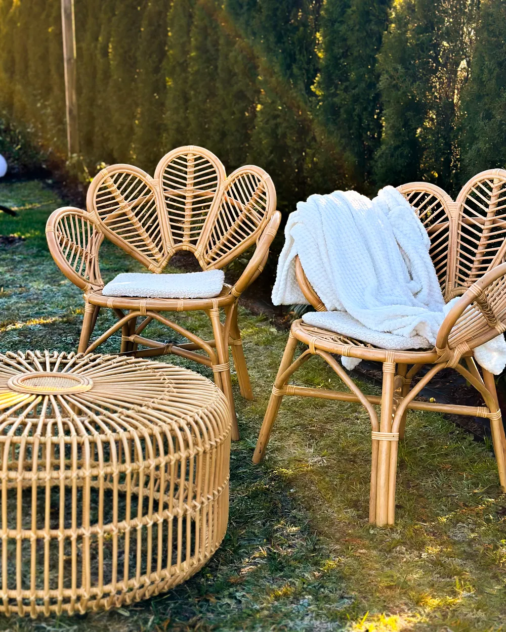 Bistro Set with Cushions FLORENTINE / LIMNI Rattan Beige_972880