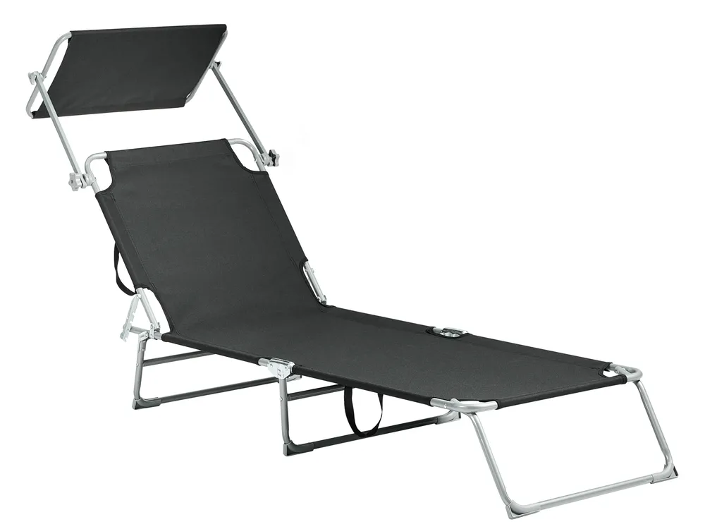 Sun Lounger FOLIGNO Reclining Metal Black