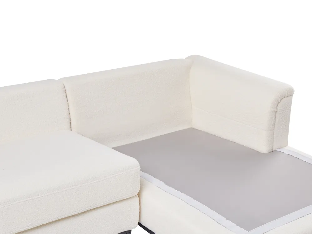 Corner Sofa 4 Seater OSLO Boucle White Left Hand_946681