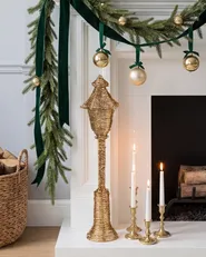 Christmas Decoration LED ALFTANES 62 cm Post Lamp Gold_1015281