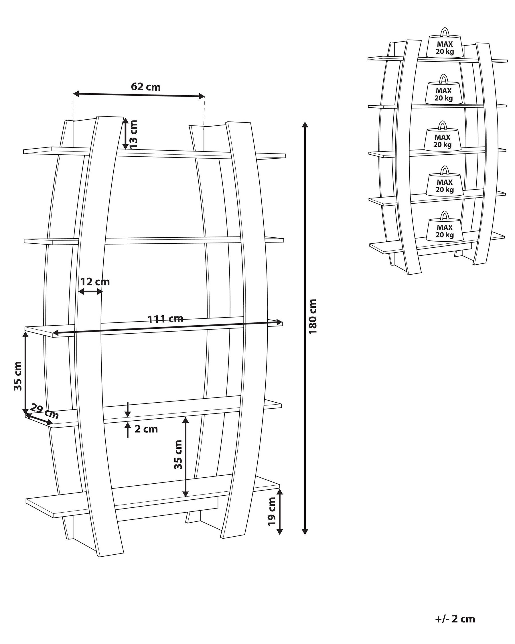 5 Tier Bookshelf Black KENER_768278 5 Tier Bookshelf Black KENER_768278