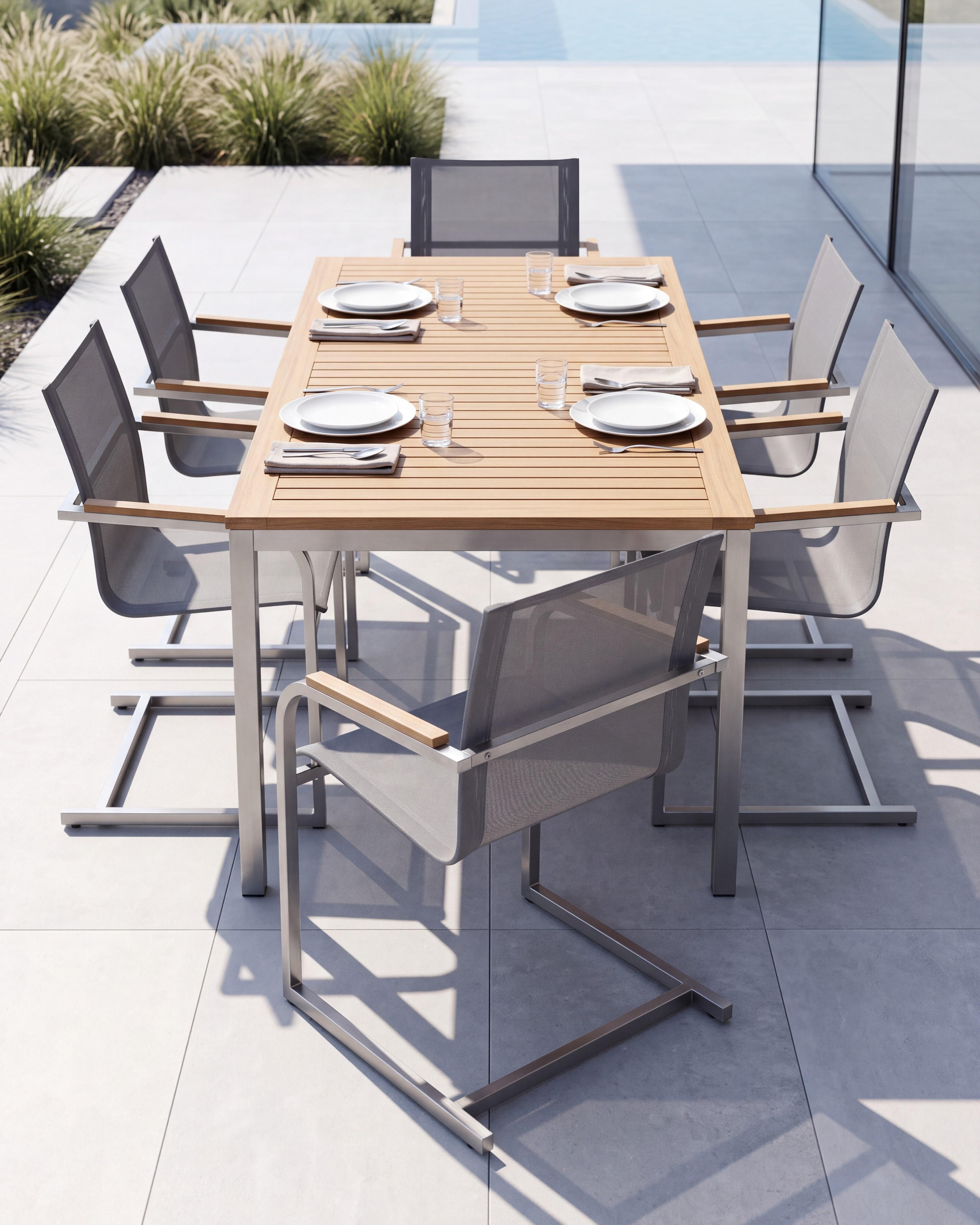 Gartenstuhl 6er Set COSOLETO Edelstahl Grau