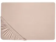 Prześcieradło z gumką HOFUF 90 x 200 cm Bawełna Beżowy_815863