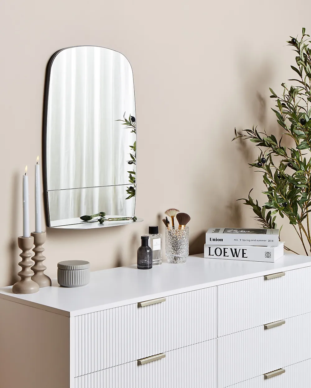 Wandspiegel mit Ablage BRANNAY 40 cm 60 cm Silber