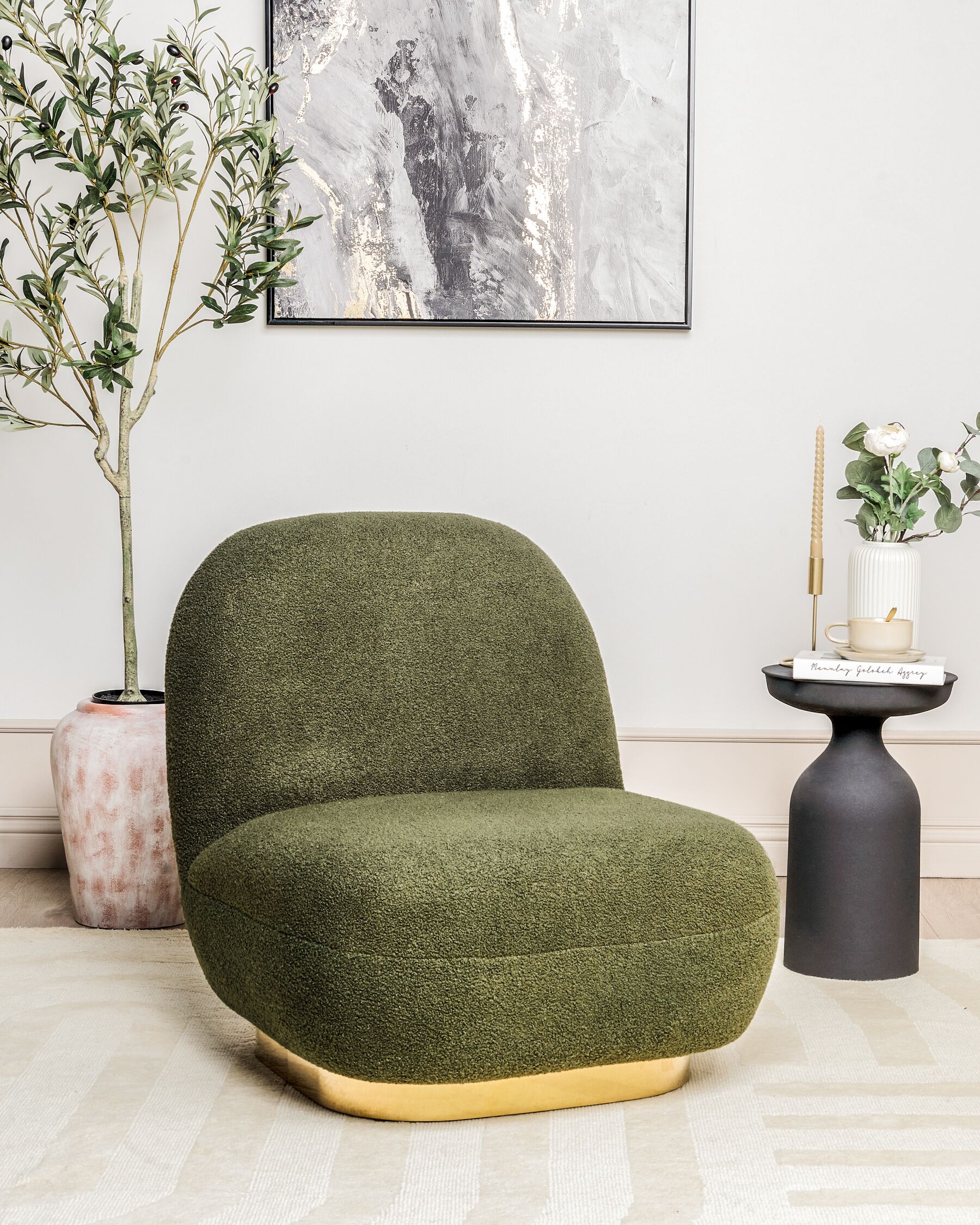 Boucle Armless Chair Green LOVIISA_899150