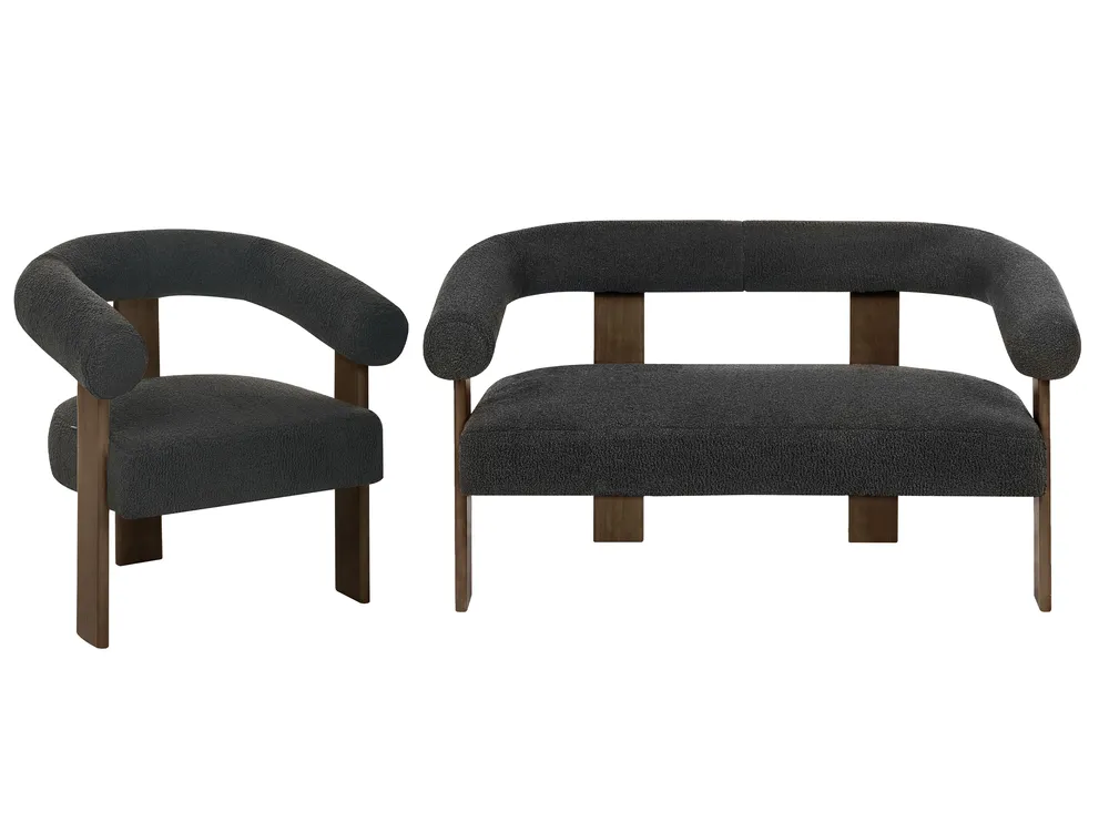 Set da salotto ILBRO Bouclé Nero/Marrone scuro_985029
