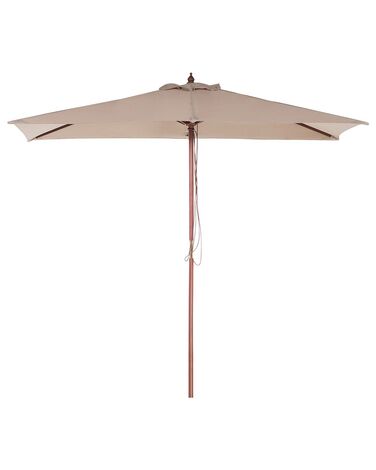  Parasol de jardin en bois avec toile beige sable 144 x 195 cm FLAMENCO