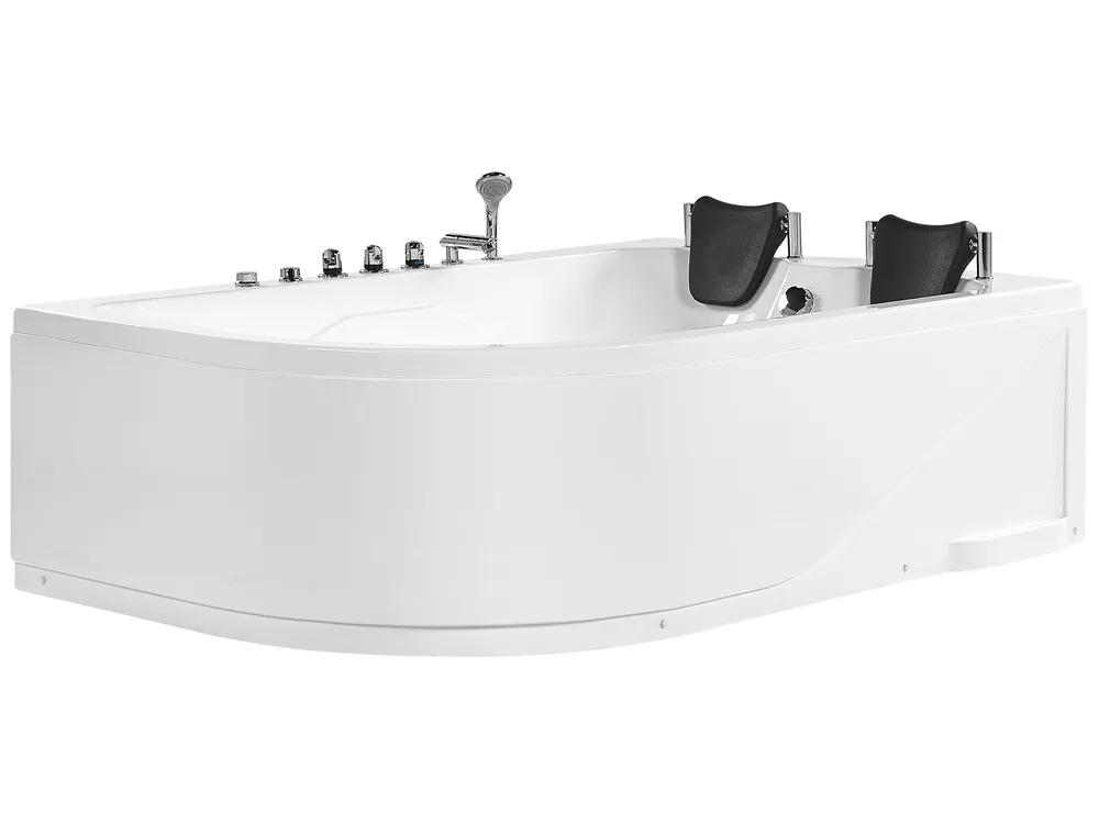 Corner Hot Tub with LED CALAMA 1800 x 1200 mm White Left Hand_780997