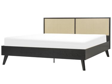 Ratanová postel 180 x 200 cm černá MONPAZIER