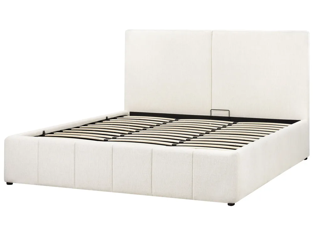 Ottoman Bed CASTELNAVET Fabric Off-White 180 x 200 cm (EU Super King)_972846