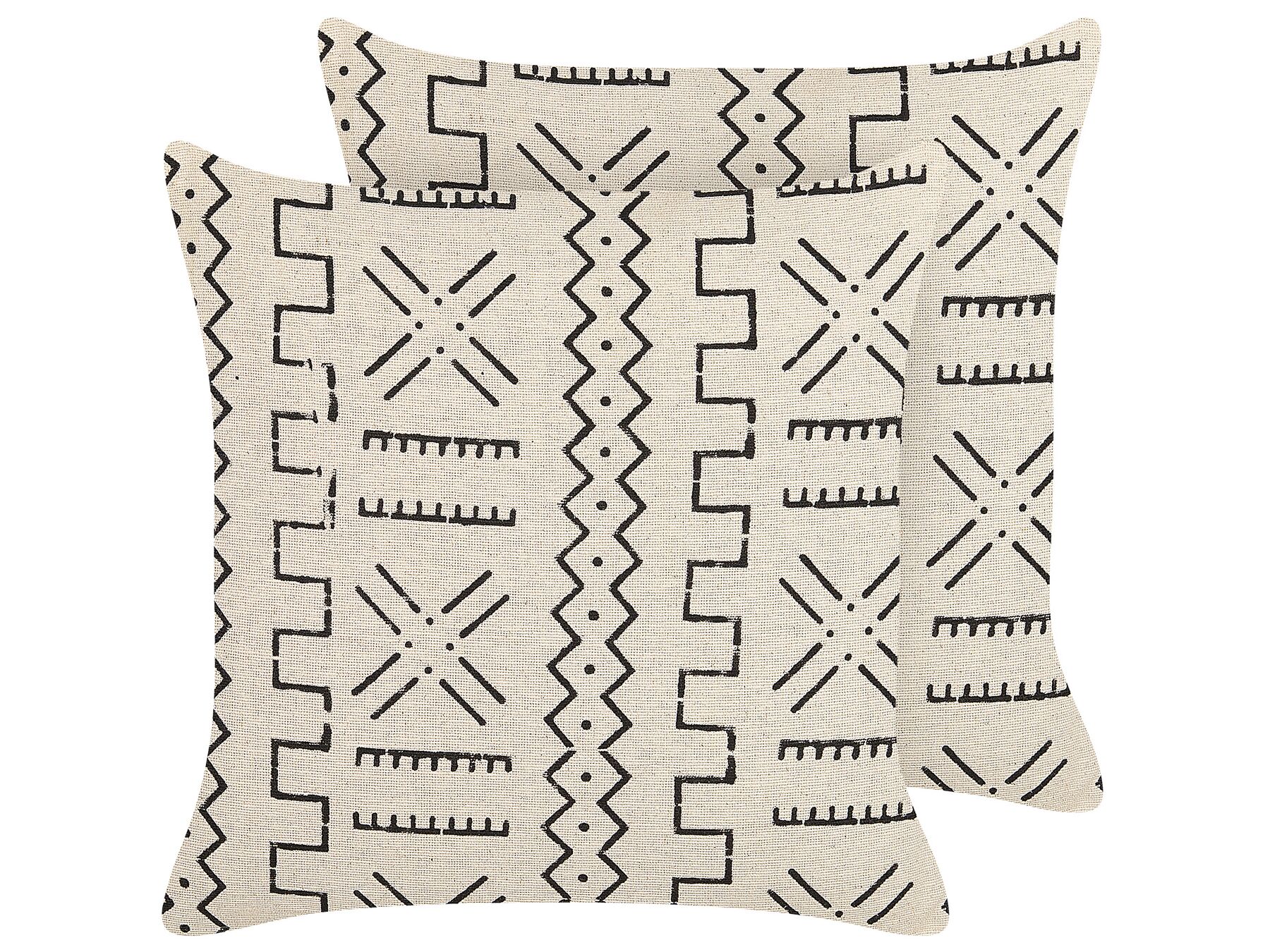 2 bawełniane poduszki dekoracyjne w geometryczny wzór 45 x 45 cm biało-czarne MYRICA_838825