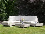 Set di divani angolari da giardino 5 posti LANCIANO Rattan sintetico (PE) Bianco sporco Lato destro_930927