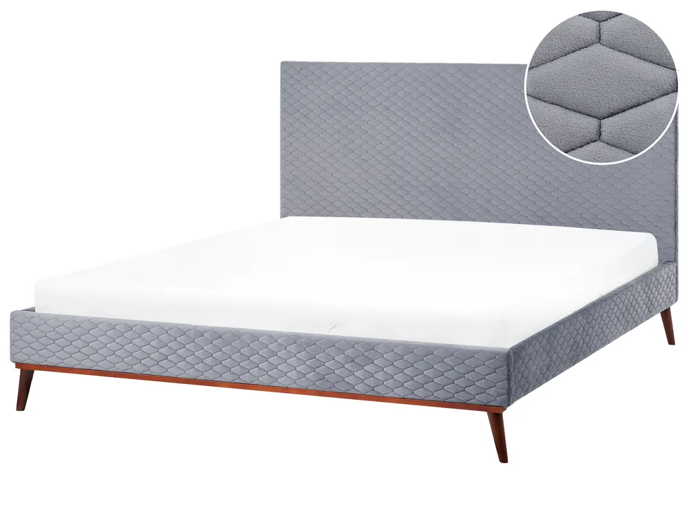 Bed Velvet BAYONNE 180 x 200 cm (EU Super King) Light Grey