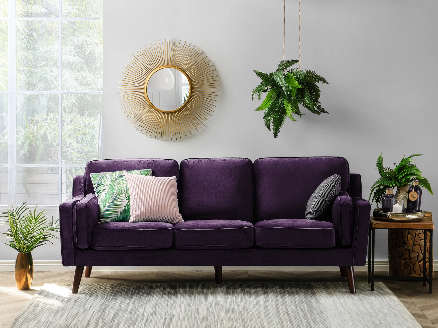 Divano 3 posti LOKKA Velluto Viola_705460