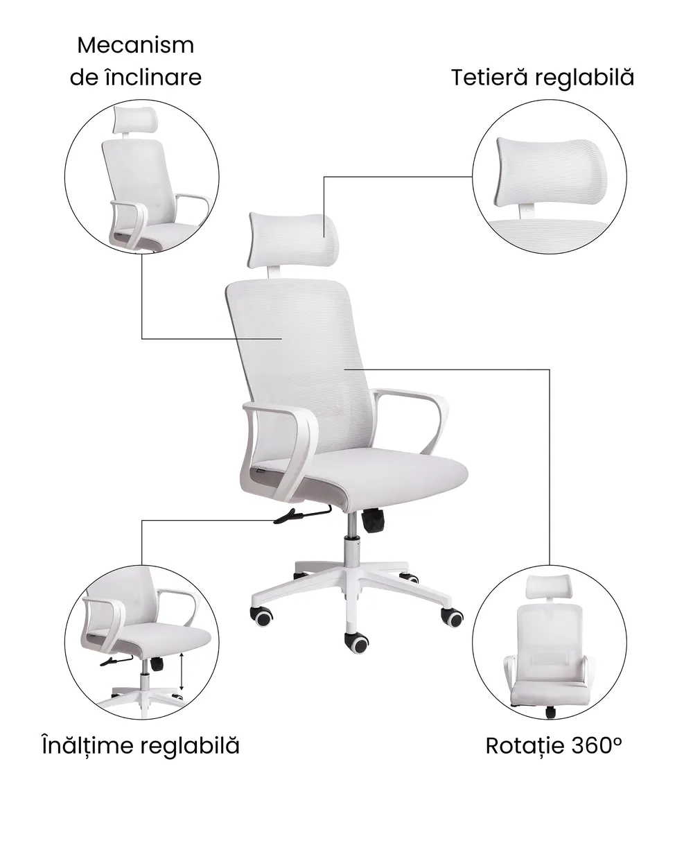 Scaun ergonomic MONARCH Gri deschis_1073742