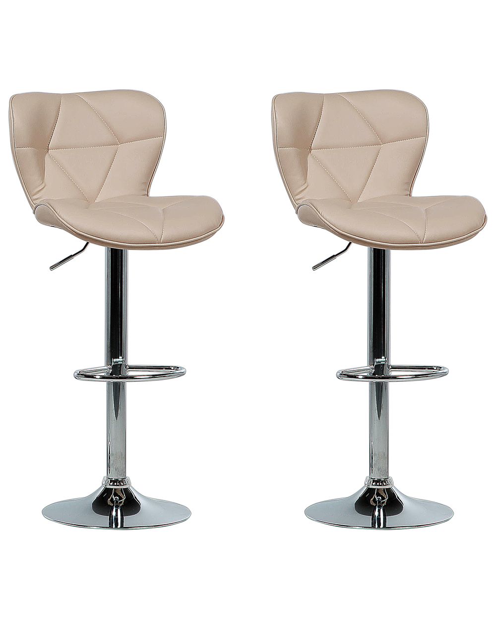Set van 2 barstoelen VALETTA draaibaar Kunstleer Lichtbeige