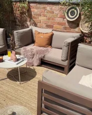 Sofa ogrodowa dla 2 osób TRANI Modułowy Certyfikowane drewno akacjowe Ciemnobrązowy_978463