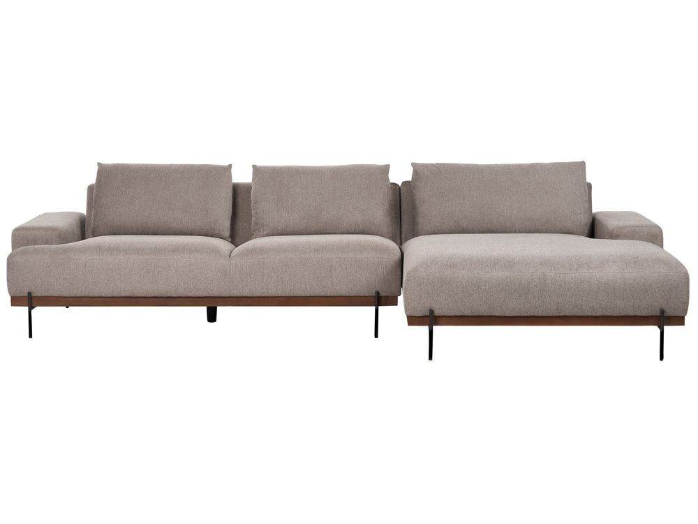 Ecksofa 4-Sitzer MARIFERD Stoff Hellbraun linksseitig