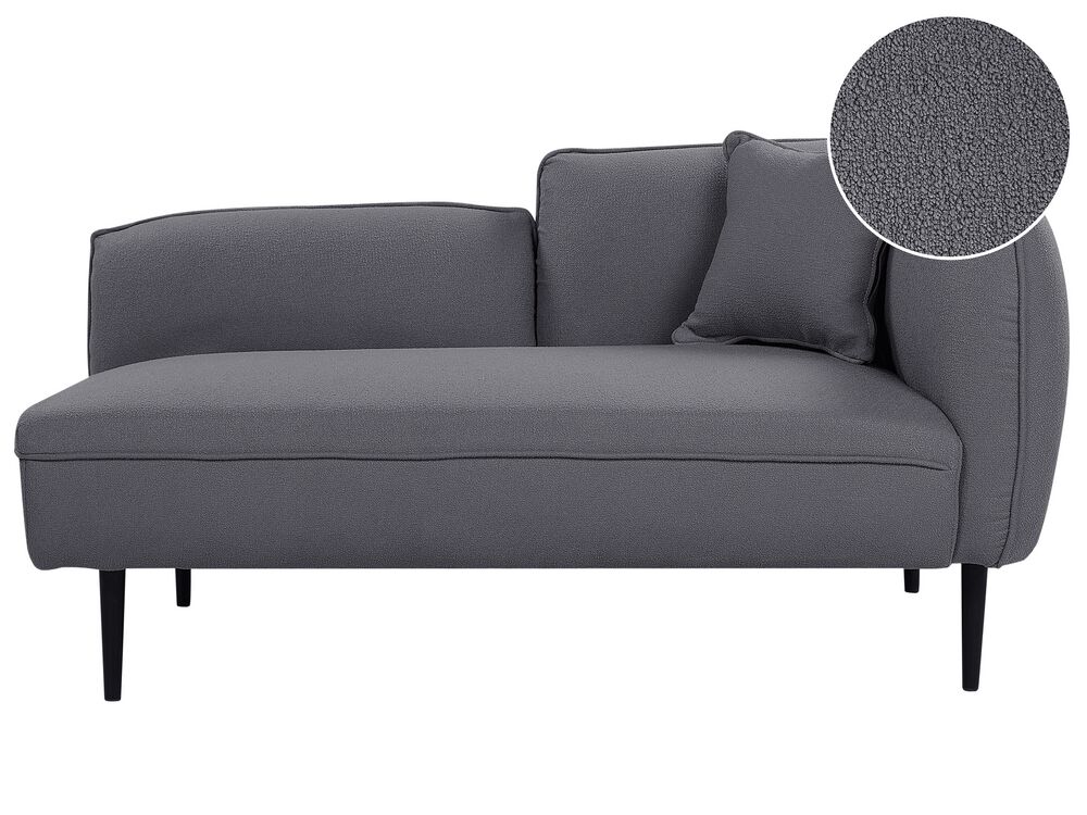 Right-Hand Chaise Longue CHEVANNES Boucle Dark Grey