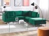 Left Hand 4 Seater Modular Velvet Corner Sofa with Ottoman Green EVJA_789571