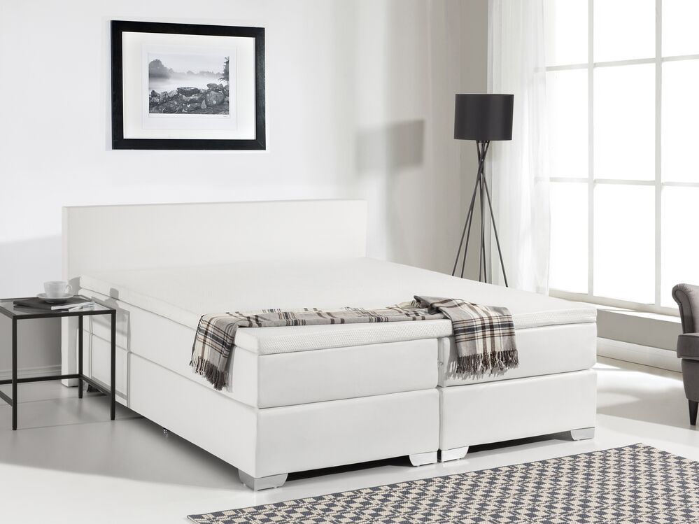 Divan Bed Faux Leather PRESIDENT 180 x 200 cm (EU Super King) White