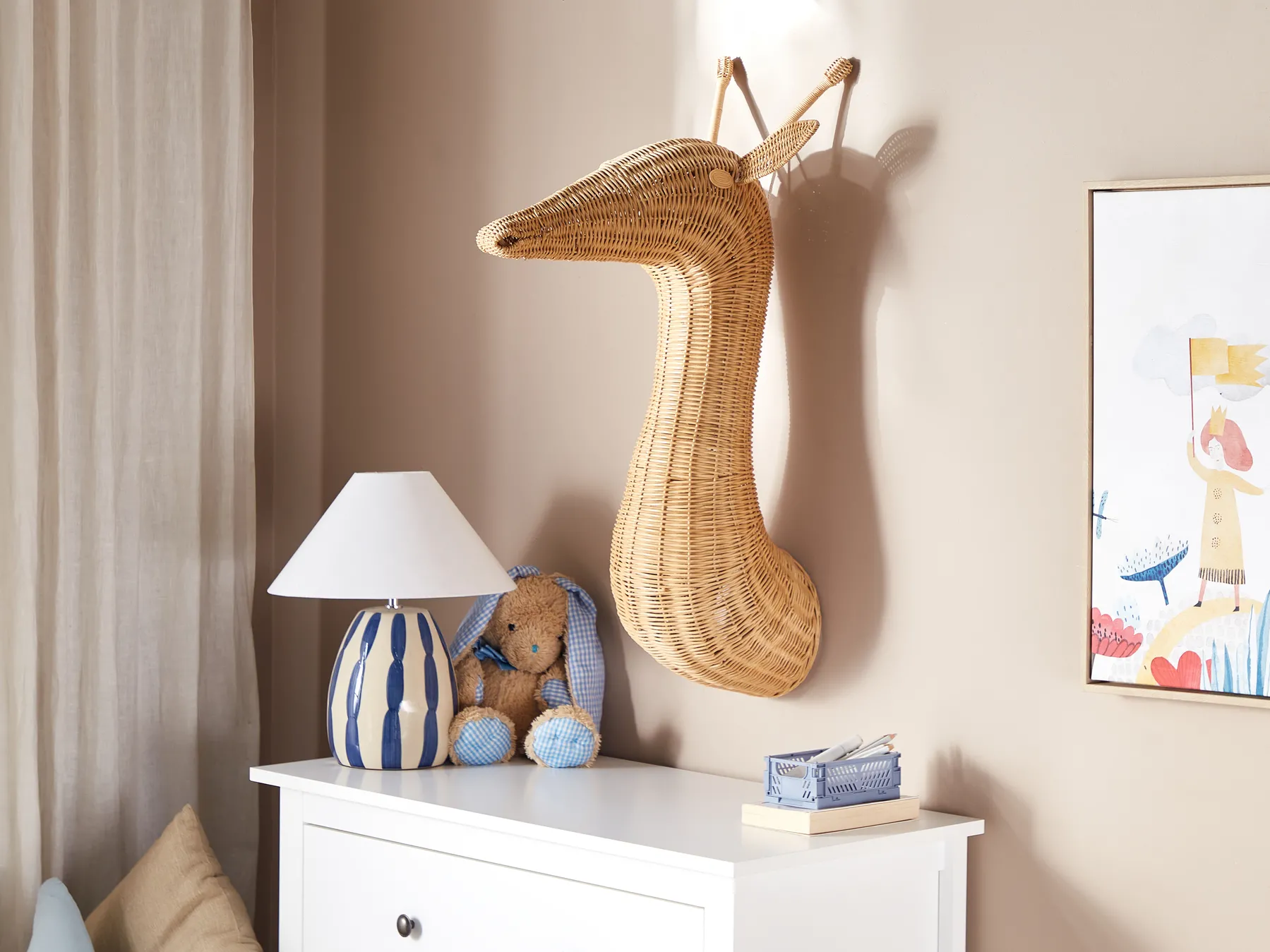 Dekoracja ścienna Żyrafa BANANEC Rattan 83 cm Naturalny_894143