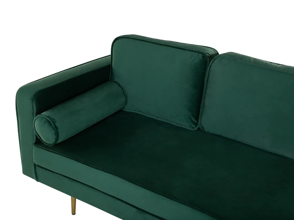 Beliani Chaise Longue In Velluto Verde Scuro Con Contenitore - Versione Destra, 160 Cm, Con Cuscino, Stile Glamour - 3
