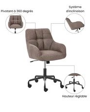 Chaise de bureau PALMDALE Bouclé Marron foncé_1073318