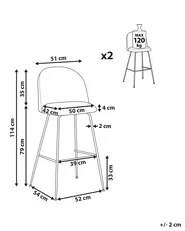 Set of 2 Bar Chairs ARCOLA Velvet Off-White_902381