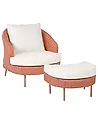 Sillón de jardín con otomana ARCILLE II Ratán sintético Rosa melocotón