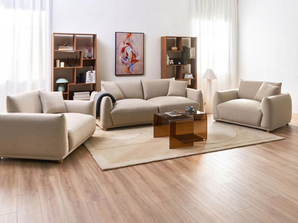 Living Room Set 5 Seater JUBEK Fabric Beige