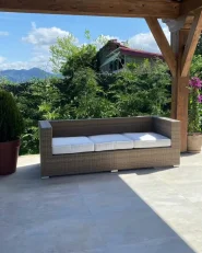 Garden Lounge Set with Table and Ottoman 5 Seater BELLUNO PE Rattan White_1171962