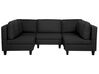 Canapé panoramique modulable noir 5 places avec pouf ottoman FEVIK_781334