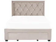Bett mit Schubladen LIEVIN Samtstoff Beige 140 x 200 cm_858025