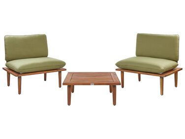 Lounge Set zertifiziertes Akazienholz hellbraun 2-Sitzer modular Auflagen olivgrün FRASCATI