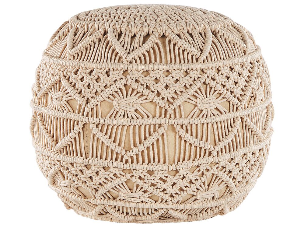 Pouf Macramé KAYSERI Coton Beige