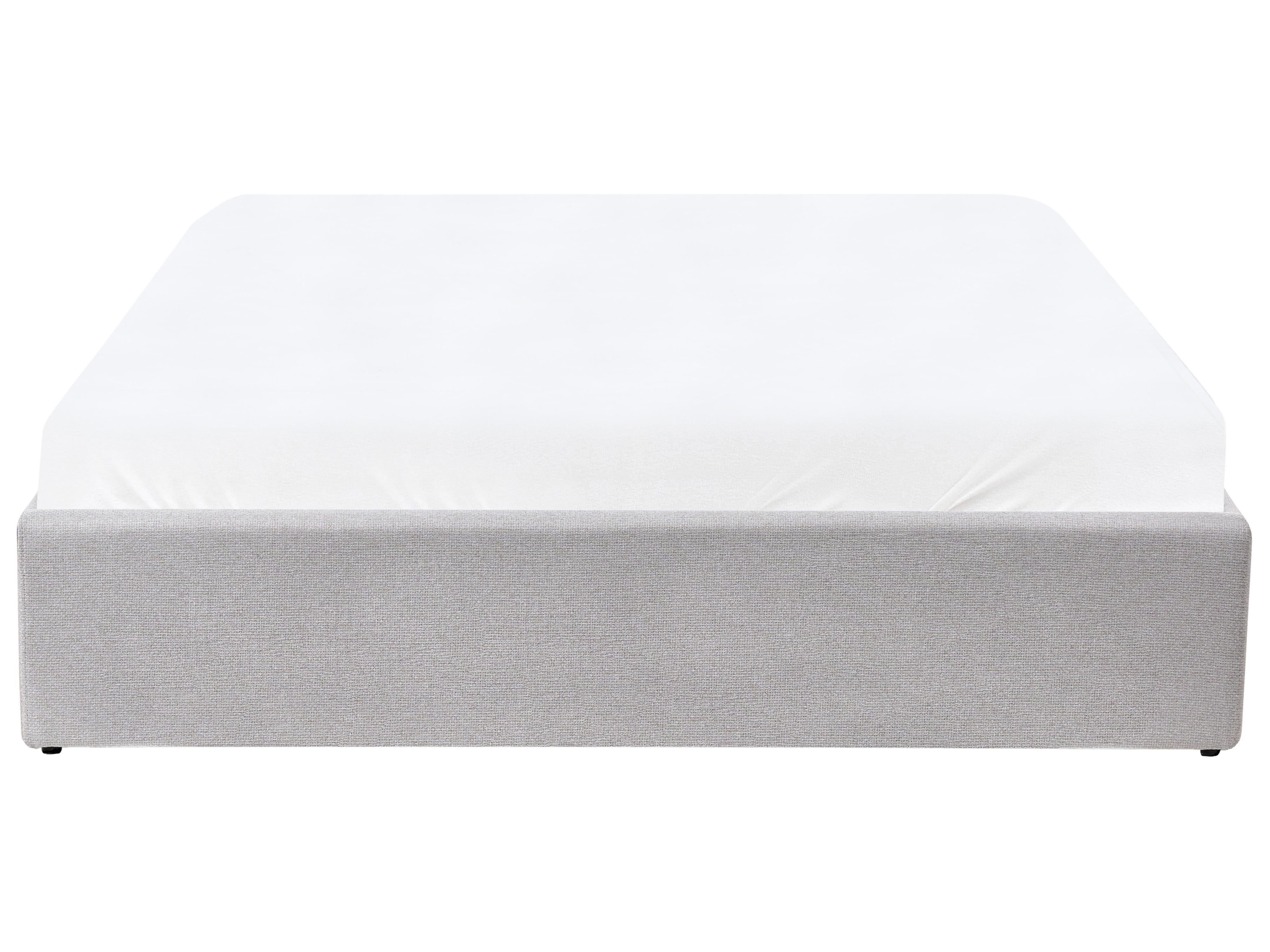Ottoman Bed without Headboard DINAN Fabric Light Grey 160 x 200 cm (EU King Size)_903731
