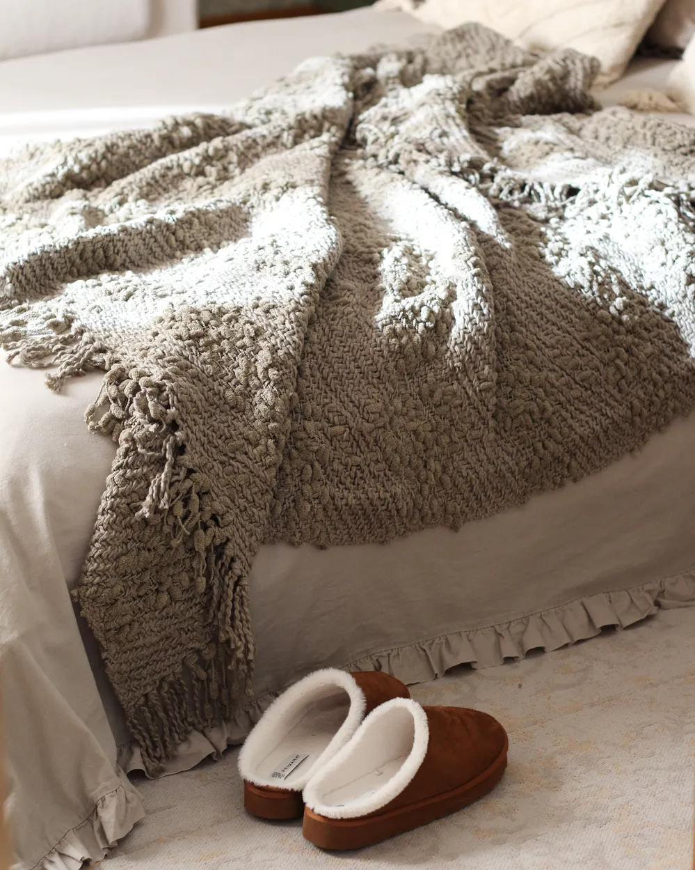 SETEX Kuscheldecke 200x140 Cm – 100% Baumwolle, Tagesdecke Für Sofa & Bett, Farbe Taupe, Made In Germany