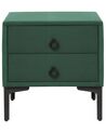 2 Drawer Velvet Bedside Table Dark Green SEZANNE_892506