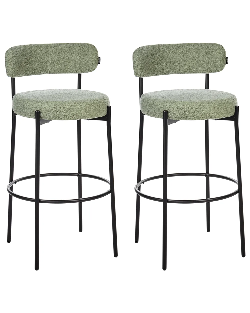 Set of Bar Chairs ALLISON Boucle Light Green