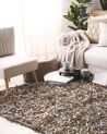 Leather Area Rug 140 x 200 cm Brown with Grey MUT_674876